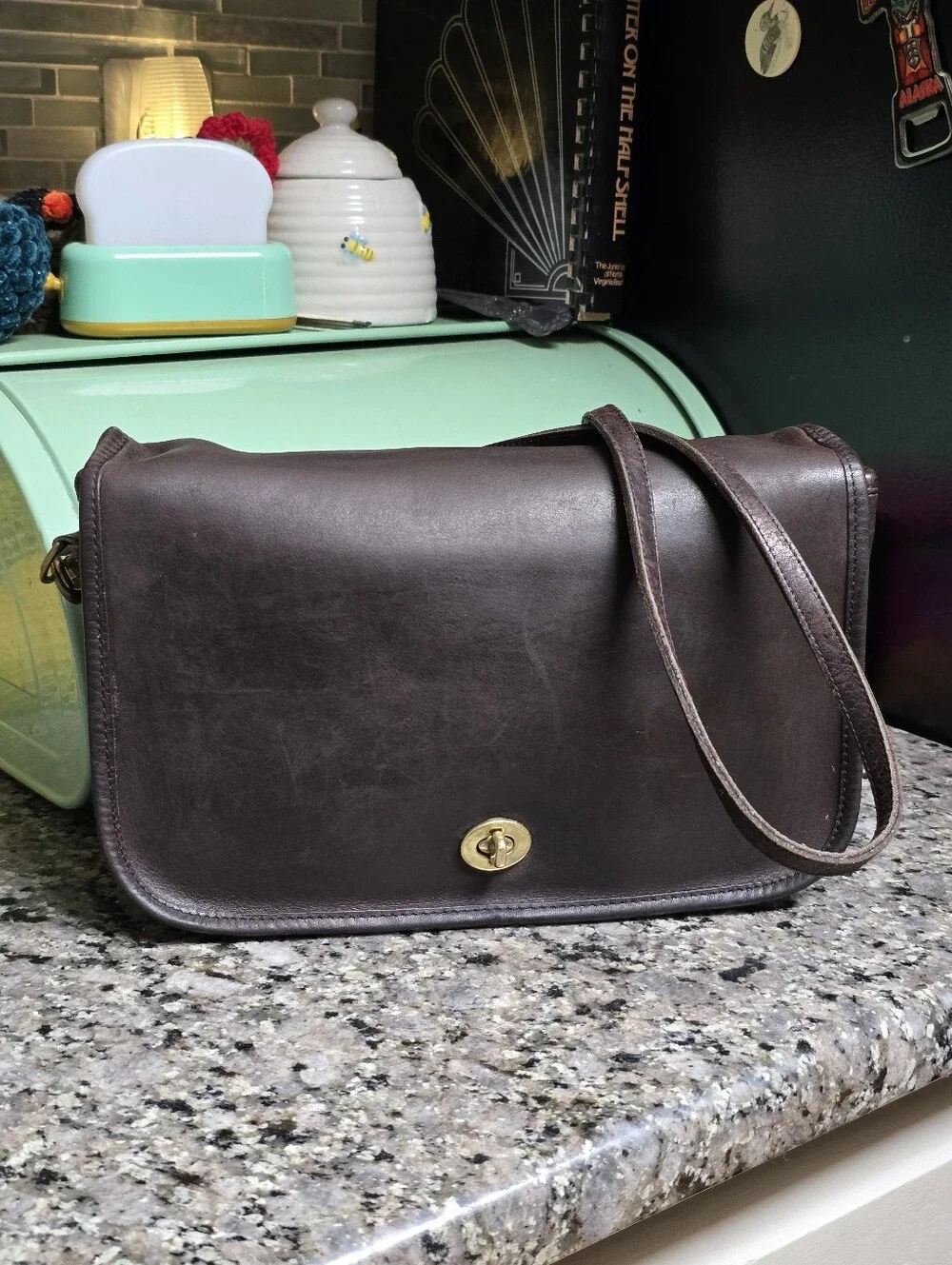 VINTAGE COACH Penny Pocket Purse Dark Mahogany Crossbody